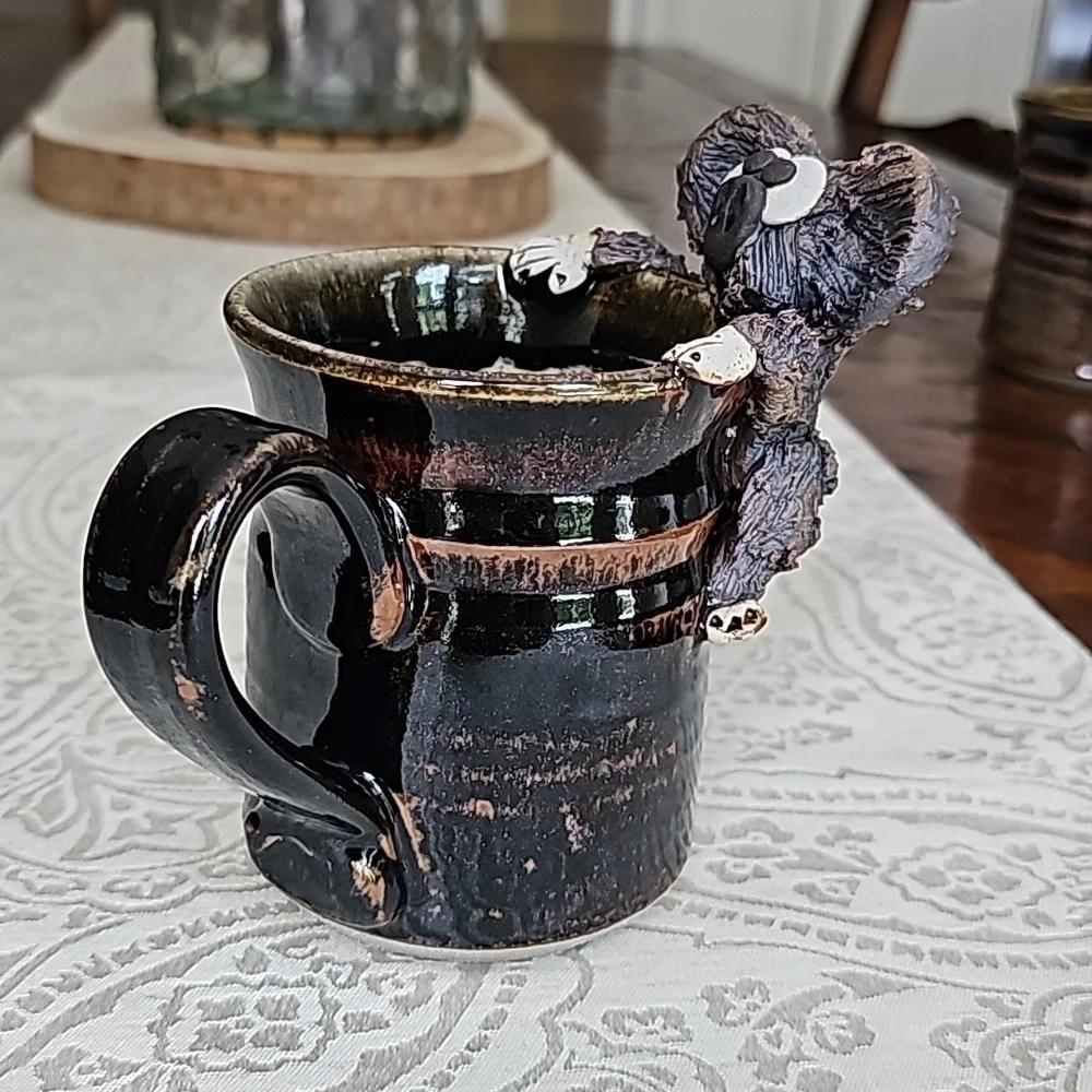 Nica Handcrafted & Signed Brown 3D Koala Ceramic Mug